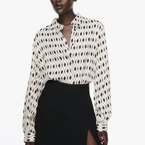 Zara Geometric Print Blouse Shirt BNWT
